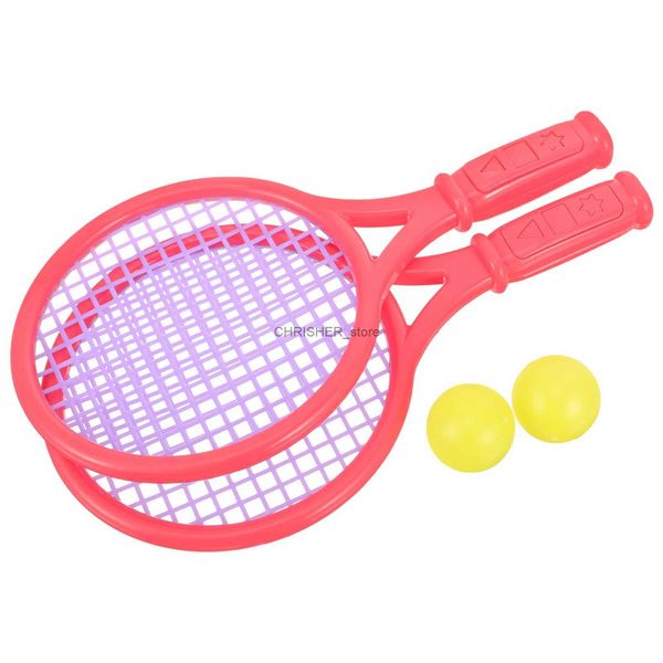 Raquettes de tennis 1 paire de raquettes de tennis pour enfants, raquettes de badminton en plastique, accessoires de jeu pour la maternelle et l'école primaire (taille S RandomL2402)
