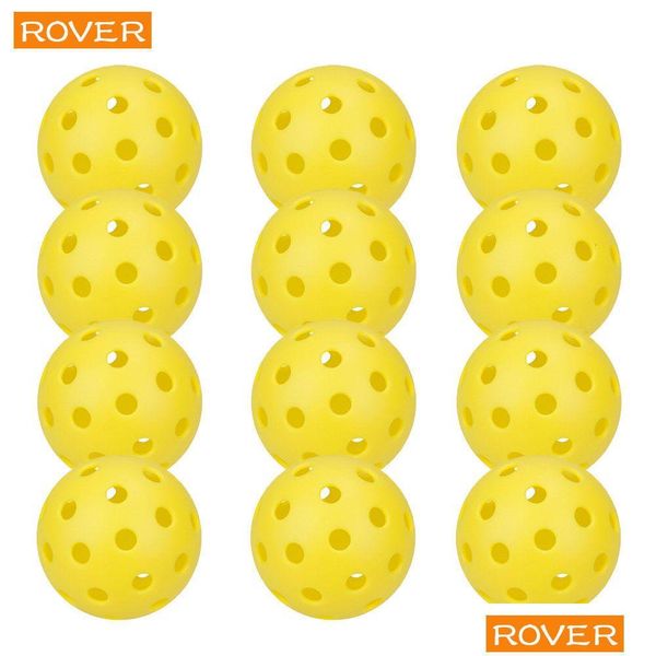 Raquettes de tennis 12 pcs Pickleball 74mm durable 26g Pickleballs extérieurs 40 trous pour la compétition 100 BK Packs de 230413 Drop Delivery Dhchn