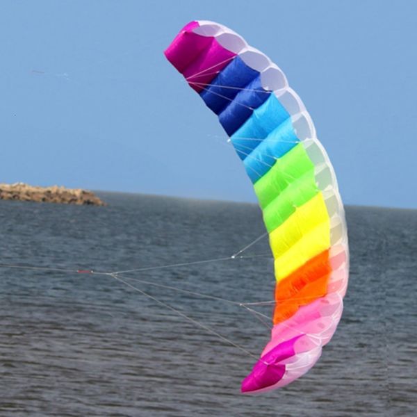 Raquettes de tennis 14227m Rainbow Dual Line Kitesurf Stunt Parachute Soft Parafoil Surf Kite Sport Large Outdoor Beach Flying rtfhgt 230602