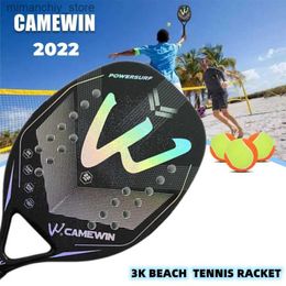 Tennisrackets 2023 Nieuwe 3K Camewin Full Carbon Fiber Ruw Strandtennisracket met Tas om te Verzenden Prium Zweetband Plus Tennis Padel Q231109