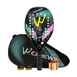Raquettes de tennis 3K Camewin Beach Racket Full Surface rugueuse en fibre de carbone avec sac de protection Envoyer un cadeau Overglue pour joueur senior adulte 230627