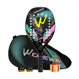 Raquettes de tennis 3K Camewin Raquette de plage Surface rugueuse en fibre de carbone avec sac de couverture Envoyer un cadeau de surcolle pour un joueur senior adulte 231030