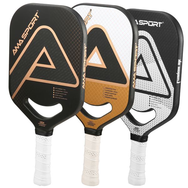 Raquettes de tennis AMASPORT USAPA Approved Pickleball Paddle Allongé 3K Friction Carbon Fiber Texture Surface Edgeless PP001 PP002 230612