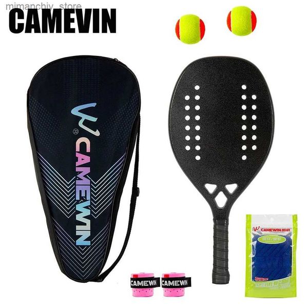 Raquettes de tennis CAMEVIN 3K raquette de Tennis de plage carbone pas de noir pur Original haute qualité raquette de Tennis de plage adapté pour bricolage O autocollants Q231109