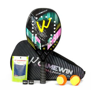 Raquettes de tennis Comevin Beach Carbon 3K Paddle Soft Eva Face Raqueta avec sac Unisexe Equipment Padel avec sac FF