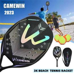 Raquettes de tennis CAMEWIN 3/12K raquette de Tennis de plage en Fiber de carbone 2023 EVA Super doux Surface rugueuse raquette de Tennis de plage avec sac livraison gratuite Q231109