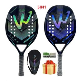 Raquettes de tennis Camewin 3K Raquette de tennis de plage holographique Cadre en fibre de carbone Kit Feminino Masculina Traitement de surface grossier Débutant 230716