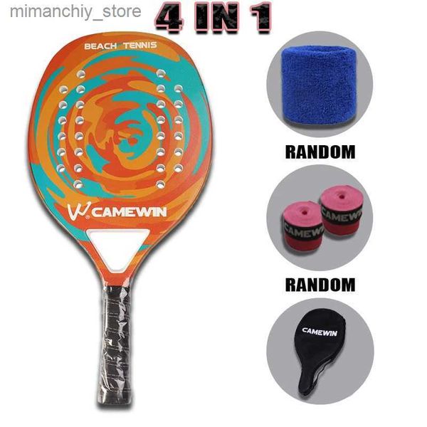 Raquetas de tenis Camewin Adulto Profesional Raqueta de tenis de playa de carbono completo 4 en 1 Raqueta de cara de EVA suave con bolsa Equipo unisex Raquetas de padel Q231109