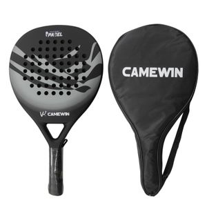 Raquettes de tennis CAMEWIN4013 Padel Beach Professional Carbon Fiber Soft EVA Face Paddle Raquette avec housse de sac 230307