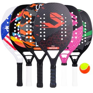 Tennisrackets Hoge Kwaliteit Full Carbon 3K en Glasvezel Strandracket Ruw Oppervlak Racket met Zak Bal 230608