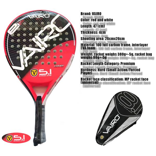 Raquettes de tennis Série de raquettes de padel de haute qualité Palas 3 couches en fibre de carbone Paddle EVA Face Beach Sac de raquette Vairo 360g 230719