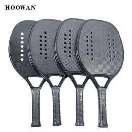 Raquettes de tennis Hoowan Blackshark Racket Beach Carbon 3K 12K 18K Professionnel Solid Black Rough Surface Soft EVA Core 230801