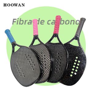 Tennisrackets Hoowan Blackshark Racket Beach Tennis Carbon 3K 12K 18K Professional Beach Tennis Racket Solid Black Rough Surface Soft Eva Core 230505