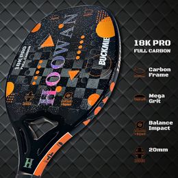 Tennisrackets Hoowan Buckmie 18K Pro Beach Tennis Racket Carbon Fiber 18K Professional 20mm profiel Soft Eva Core Carbon Frame 230307