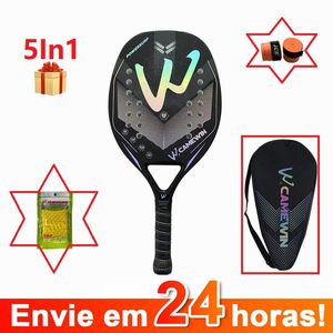 Tennis Rackets In Stock 3K Camewin Full Carbon Fiber Rough Surface Beach Racket With Cover Bag Send Overglue Gift Presente 230311