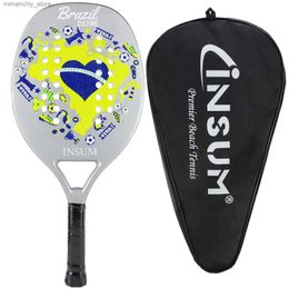 Tennis Rackets Insum Beach Tennis Racket 22mm Volledige koolstofronde Grip Super Soft Eva Fiber Padel Racket Q231109