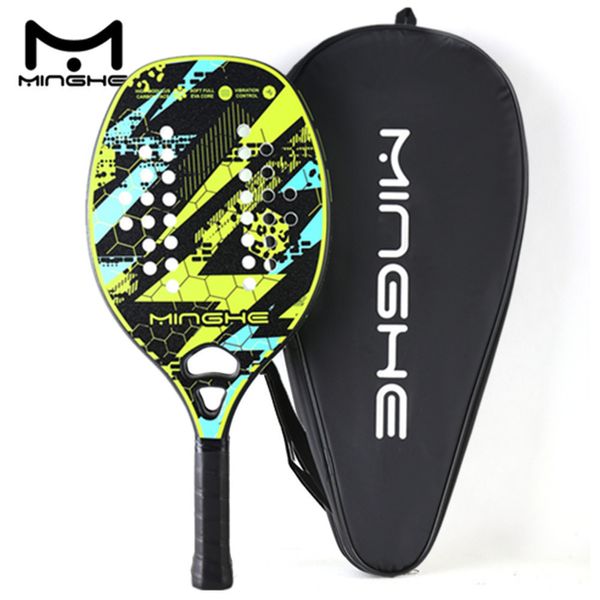 Raquettes de tennis MINGHE raquette de tennis de plage en fibre de carbone EVA core matte strap housse de protection marque 230608