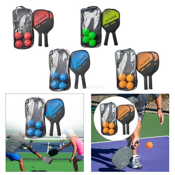 Raquetas de tenis Juego de paletas de pickleball Raquetas de madera con 4 bolas Bolsa de transporte para adultos Mujeres Raquetas de pickleball Deportes de entrenamiento al aire libre 230525