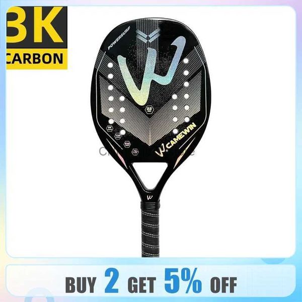 Raquetas de tenis Raqueta Tenis de playa Camewin 3K Marco de fibra de carbono holográfico completo Kit femenino masculino Tratamiento de superficie grosero PrincipianteL2402