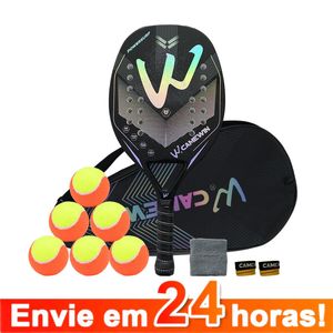 Raquettes de tennis Raquete Beach Ajouter des balles Raquette à surface rugueuse en fibre de carbone 3K avec sac de protection Envoyer une surcolle de haute qualité 230608