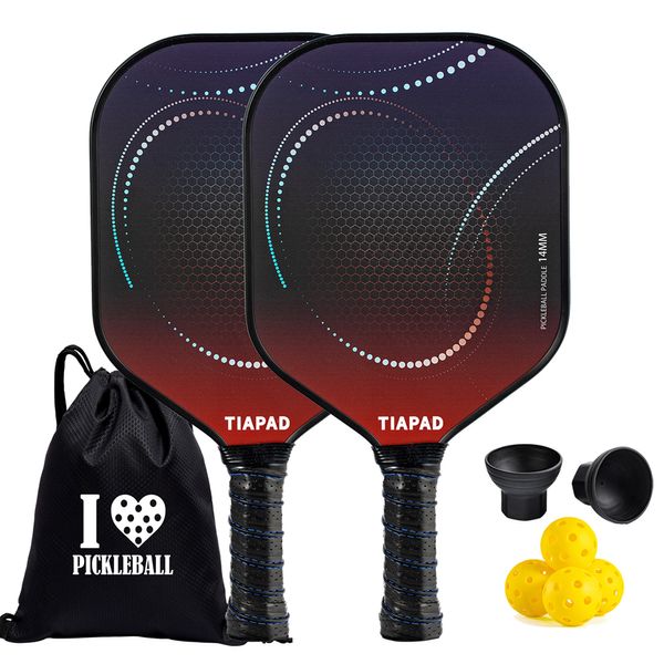 Raquetas de tenis TIAPAD Pickleball Paddles Set Ligero Fibra de vidrio Superficie Pickle Ball Raqueta con bolas de interior al aire libre Bolsa de transporte 230531