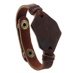 Tennis rétro marron en cuir véritable manchette Bracelets Simple mat artisanat hommes Bracelets décontracté mâle bracelet bijoux résultats