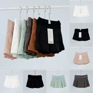 Faldas de tenis lululemens para mujer, ropa plisada para Yoga, gimnasio, forrada, para correr, Fitness, Golf, pantalones cortos, deportes, cintura trasera, bolsillo con cremallera