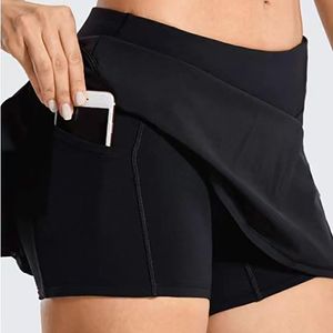 Tennis -rokken geplooide ontwerper Women Yoga Rok Gym Kleding Vrouwen Running Fitness Golf Shorts Sport Taille Pocket Fitness Summer Solid Color