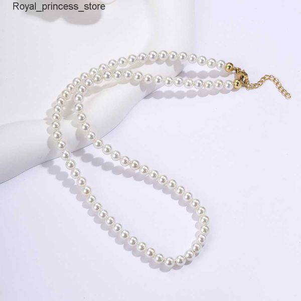 Collier de brins de tennis en acier titane non décoloding femme haut de gamme haut de gamme shijia perle chaîne de clarbone à chaud collier accessoire 2 Q2403222