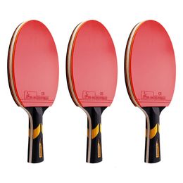 Raqueta de tenis de mesa de madera y fibra de carbono, mango largo ofensivo, agarre horizontal corto, hoja de raqueta de pingpong con goma 240122