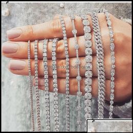 Tennis Tennis Bracelets Sieraden 20 -stijl Sparkling Luxury 925 Sterling Sier Mti Shape White Topaz CZ Diamond Gemstones Women Wedding OTLPQ