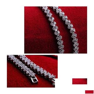 Tênis tênis luxo áustria brilhando pulseiras de cristal genuíno 925 esterlina sier encantos zircon diamante roman link pulseira jóias d dhkj5