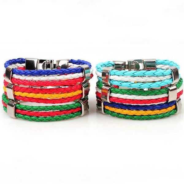 Tenis Unisex Bandera Nacional Pulsera de Cuero Shellhard Hombres Mujeres Tejido Trenzado Cuerda Hecha A Mano Pulseras Brazaletes Joyería1