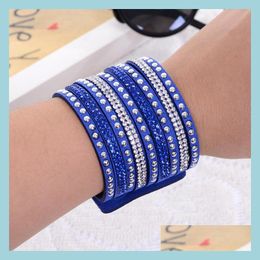 Tennis En Gros Date Punk Nouveau Strass Bling Cristal De Mode Wrap Bracelets Slake Deluxe Double Bracelet En Cuir Pavé Vipjewel Dhbxs