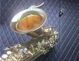 Tenorsaxofoon Bass Saxofoon Golden vergulde B plat saxofietje muziekinstrument messing parelbutts met rietkusten accessoires