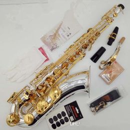 Tenor Nuevo modelo de marca T-WO37 Nickeled Gold Key Sax Professional Patches Patches Pads Reeds Bend Neck con estuche