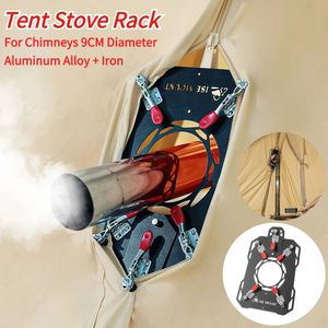 Tente poêle Jack Camping poêle à bois tuyau plaque de protection en acier inoxydable pince tente protecteur pour 9 cm cheminée tuyau de cheminée 231225