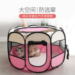 Clôture de animaux de compagnie octogonale de style tente, pliable et respirante, cage en tissu oxford, chenil de litière pour chats