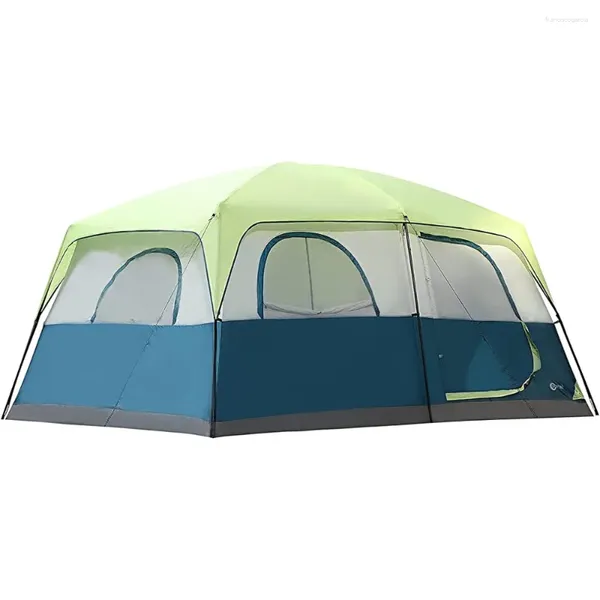 Tentes et abris 10 personnes Cabin Tent Family Camping Easy Configuration Emplaiproof / Windproof / 2 pièces / grandes fenêtres en filet avec sac de transport