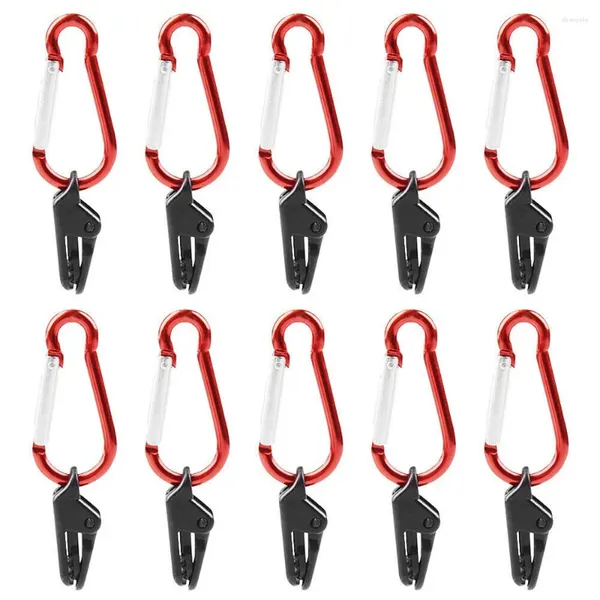 Tentes et abris 10pcs crochet de tente avec mousqueton auvent pince coupe-vent survie oeillet clips de bâche boucle pince fixe camping en plein air