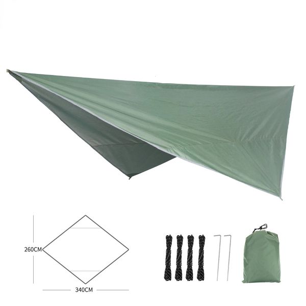 Tentes et abris 190T Losange imperméable bâche tente ombre en plein air Camping hamac pluie mouche UV jardin auvent auvent parasol ultraléger 340x260 cm 231018