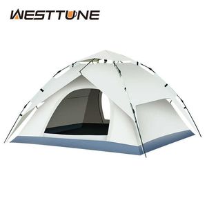 Tenten en schuilplaatsen 2 in 1 Dome Tent Pop -up tenten voor kamperen 34 Persoon buiten automatische opstelling Waterdichte familie Tent wandelen Backpacking J230223