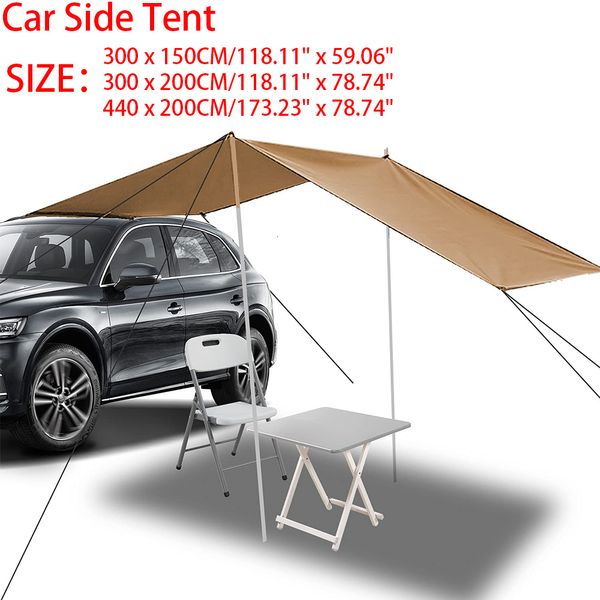 Tende e rifugi Rivestimento 210D Oxford SUV Tenda laterale per auto Tenda da tetto Tenda da campeggio impermeabile per esterni 300 150 300 200 440 200 cm 230726