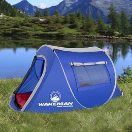 Tenten en schuilplaatsen 2-persoons pop-uptent Waterbestendig polyester voor kamperen backpacken met rongen draagtas blauw 231124