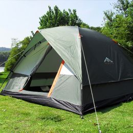 Tentes et abris 3-4 personnes double couche étanche à la pluie en plein air camping abri tente pour pêche chasse voyage aventure et fête de famille vert bleu 230526