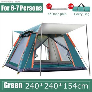 Tentes et abris 3-5 personnes tente de camping entièrement automatique coupe-vent étanche tente pop-up automatique famille extérieure tente d'installation instantanée 4 saisons Q231117