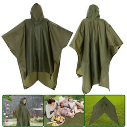 Tenten en Schuilplaatsen 3 in 1 Regenjas Rugzak Regenhoes Jas Kap Wandelen Fietsen Poncho Waterdichte Outdoor Camping Tent Mat 230617