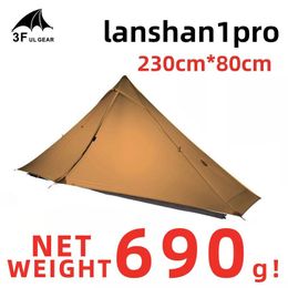 Tenten en Schuilplaatsen 3F UL GEAR Lanshan 1 Pro Outdoor Tent 1 Persoon 3-4 Seizoen Ultralight Wandelen Kamperen Professionele 20D Stangloze Tent 230619