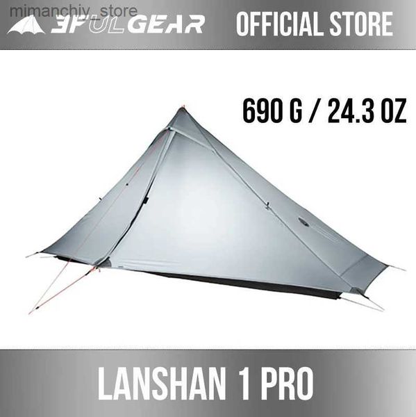 Tentes et abris 3F UL GEAR officiel Lanshan 1 pro tente extérieure 1 personne tente de camping ultralégère 3 saisons professionnelle 20D Silnylon Rodss Q231115