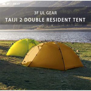 Tentes et abris 3f ul Gear Taiji 2 Green blanc 3-4 saison de camping tente 15d Nylon Fabic Double couche étanche pour Peopleq240511